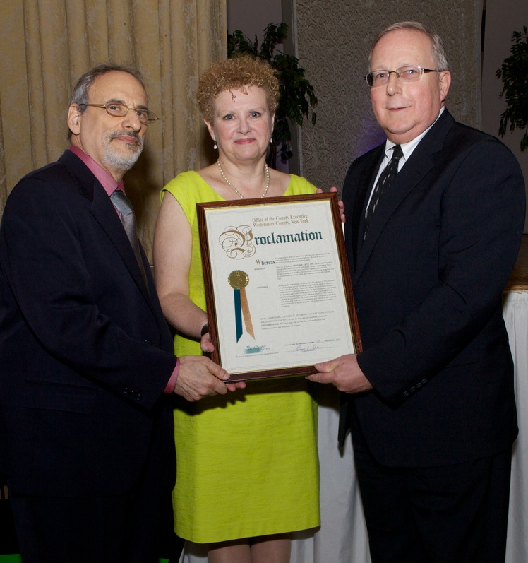 L to r: Ed Friedman, Maura O'Malley, George Oros, Chief-of-Staff for Westchester County Executive Rob Astorino.