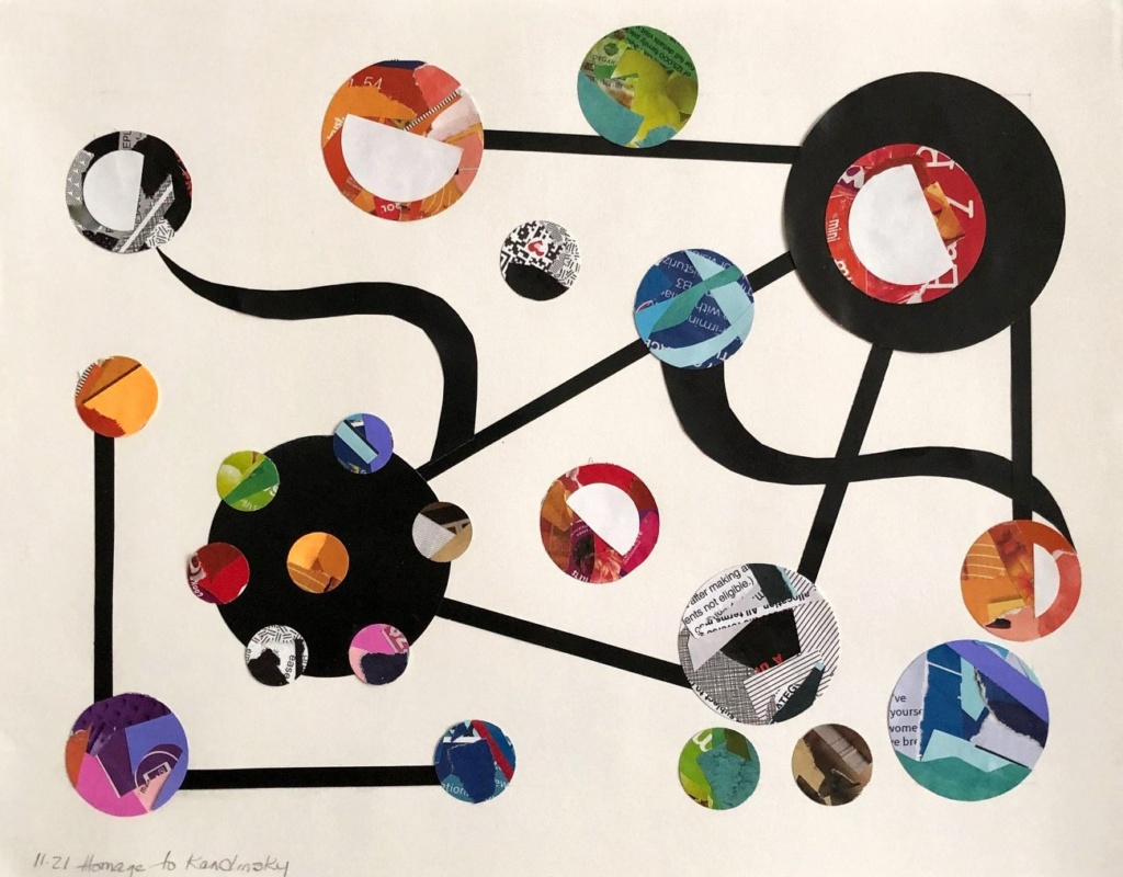 This participant artwork is an abstract collage of different sized circles and lines.