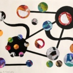 This participant artwork is an abstract collage of different sized circles and lines.
